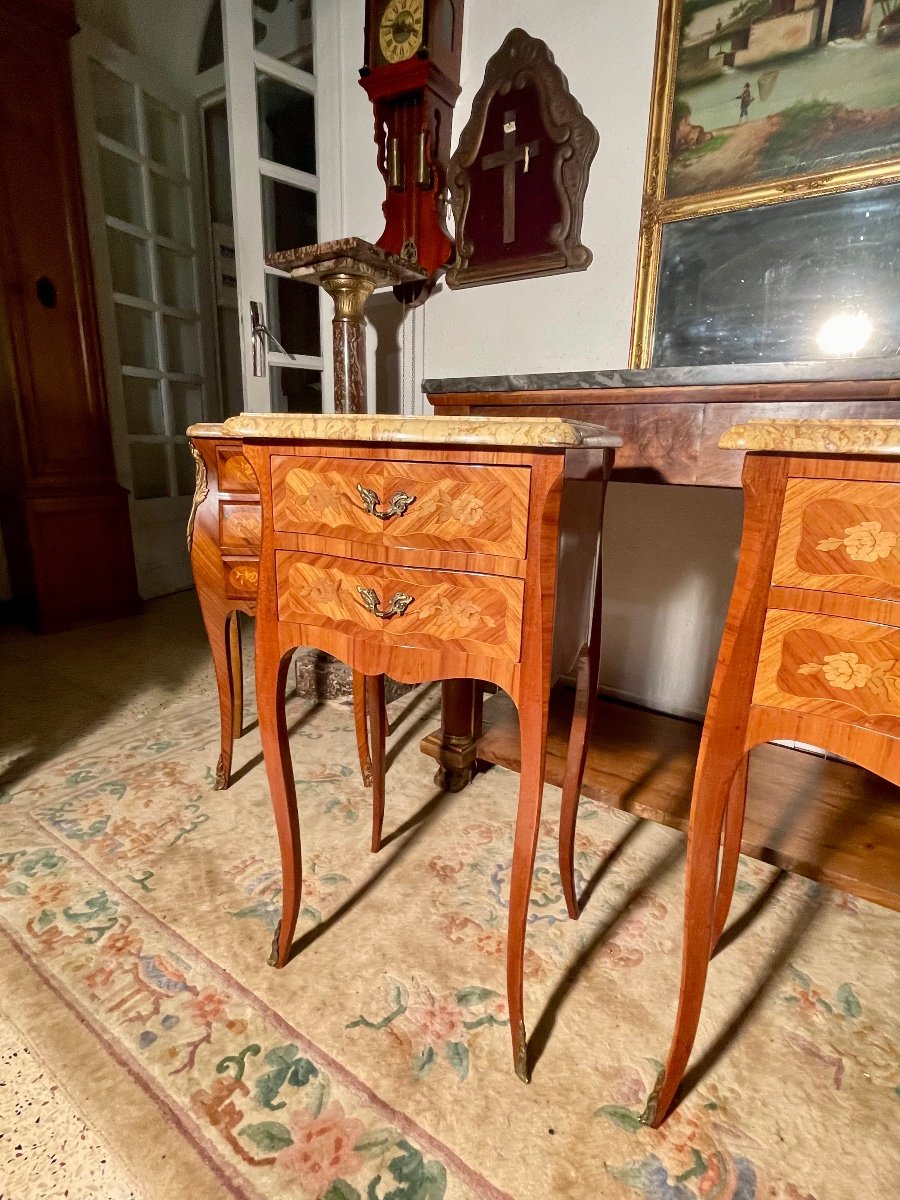 Pair Of Louis XV Bedside Tables, In Rosewood, 1950s Period.-photo-2