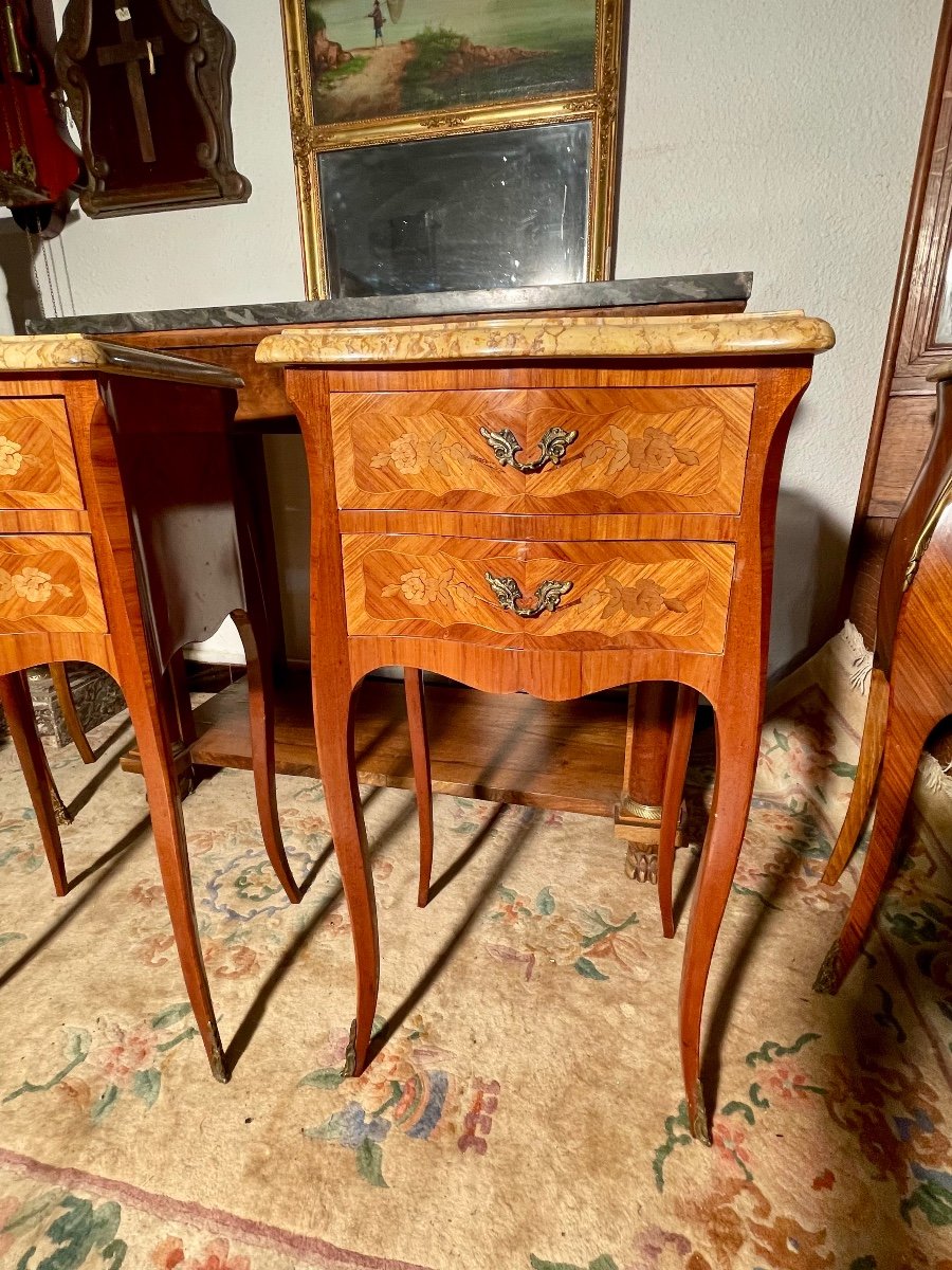 Pair Of Louis XV Bedside Tables, In Rosewood, 1950s Period.-photo-3