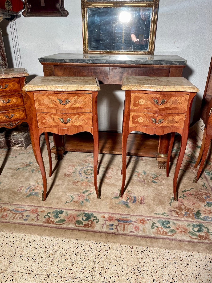 Pair Of Louis XV Bedside Tables, In Rosewood, 1950s Period.-photo-6