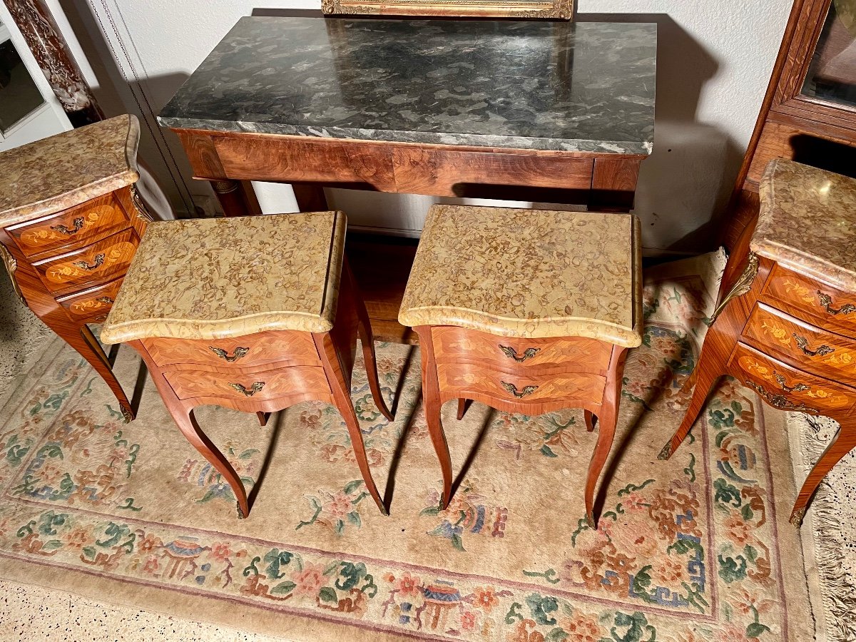 Pair Of Louis XV Bedside Tables, In Rosewood, 1950s Period.-photo-7