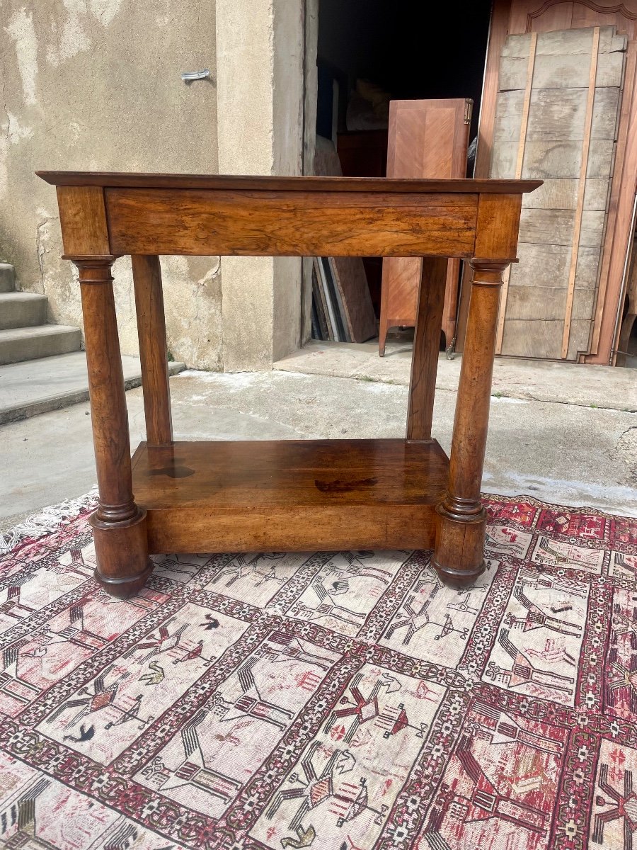 Empire Console With Column, Detached In Walnut, 19th Century.-photo-2