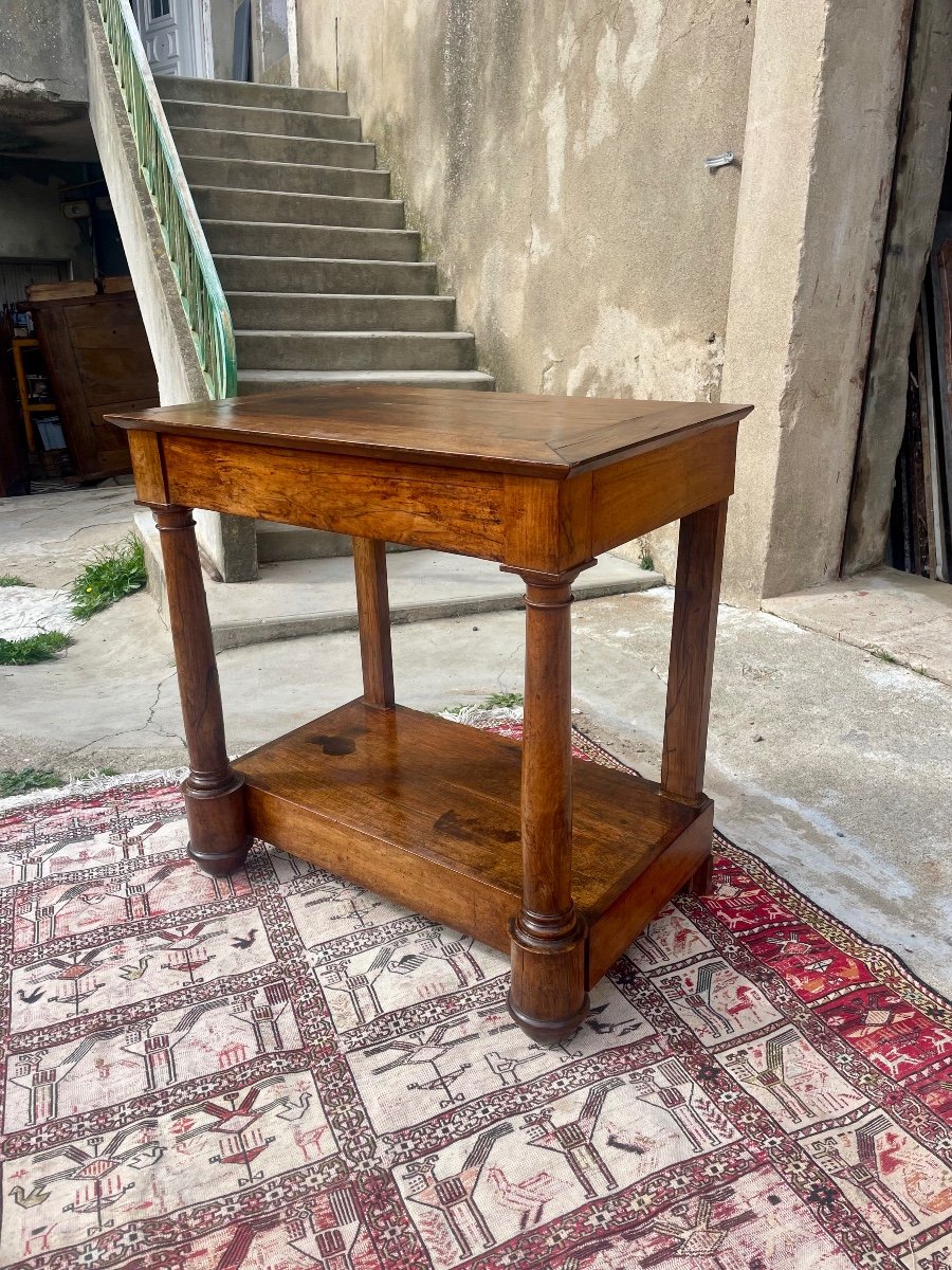 Empire Console With Column, Detached In Walnut, 19th Century.-photo-3