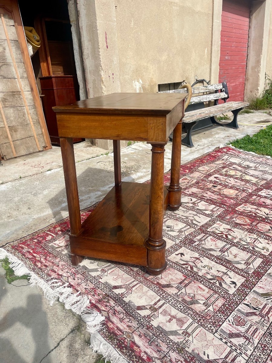 Empire Console With Column, Detached In Walnut, 19th Century.-photo-1