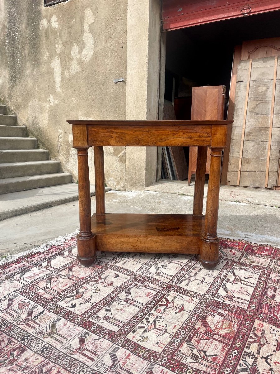 Empire Console With Column, Detached In Walnut, 19th Century.-photo-3