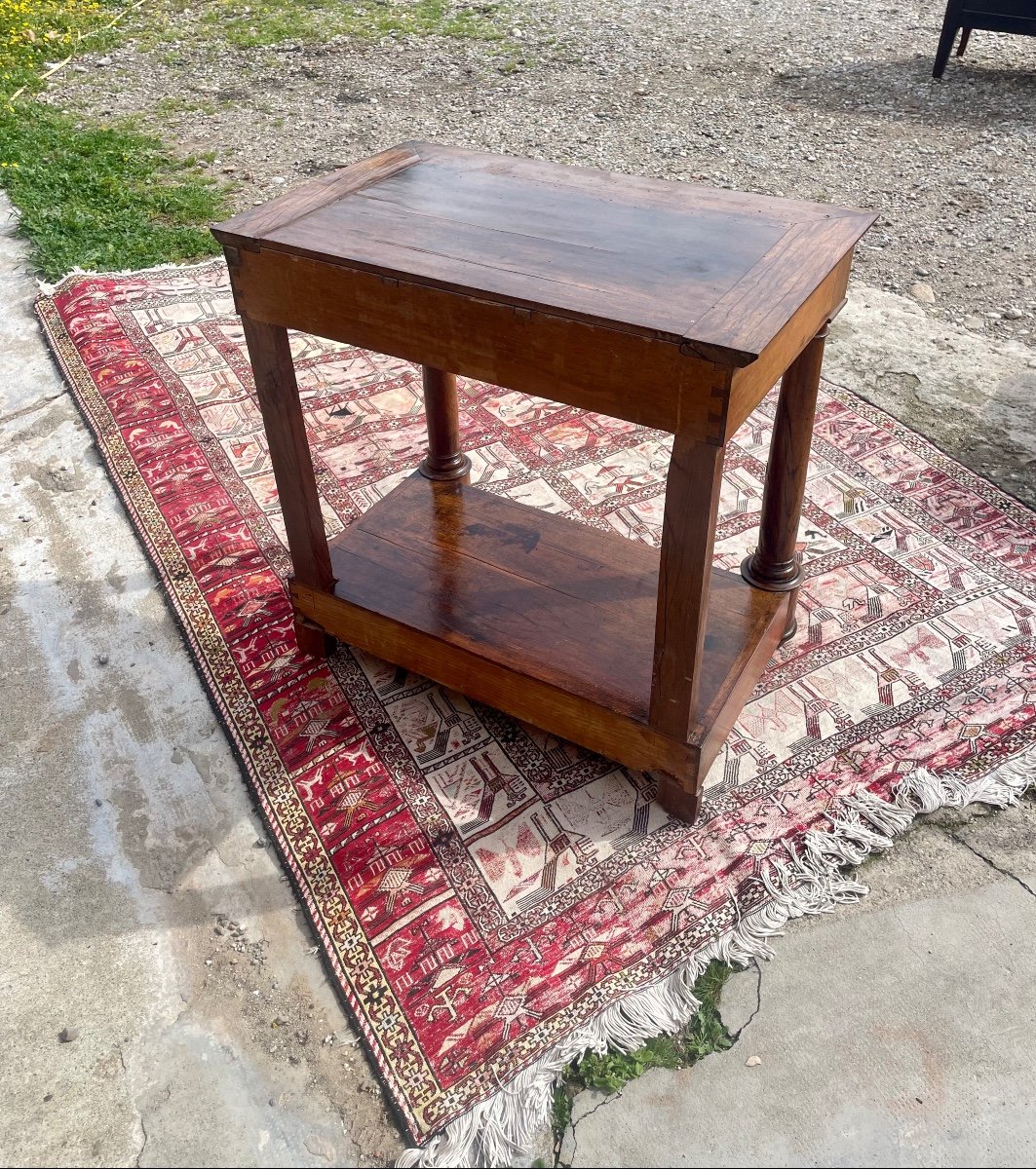 Empire Console With Column, Detached In Walnut, 19th Century.-photo-4