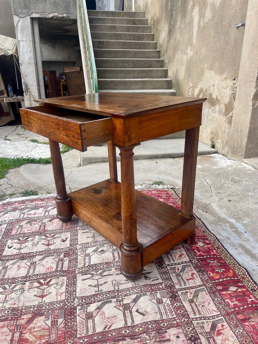 Empire Console With Column, Detached In Walnut, 19th Century.-photo-5