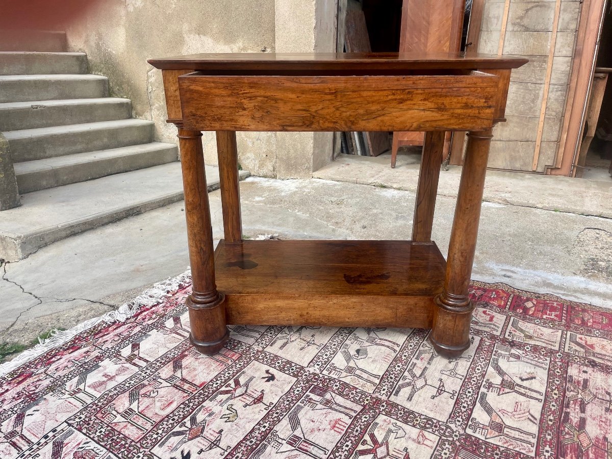 Empire Console With Column, Detached In Walnut, 19th Century.-photo-6