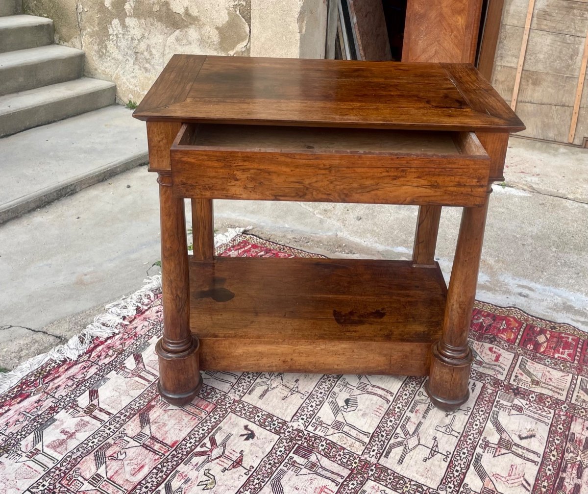 Empire Console With Column, Detached In Walnut, 19th Century.-photo-7