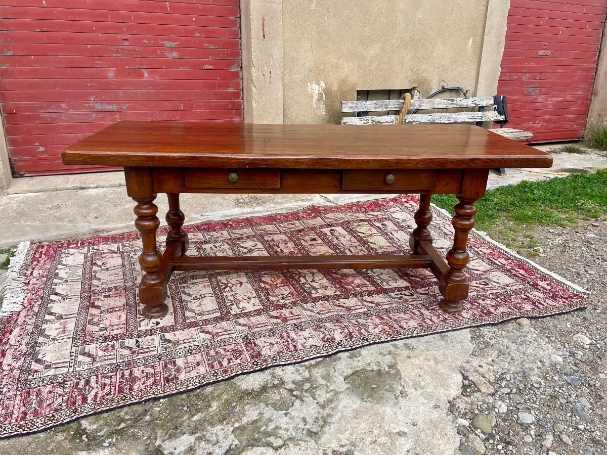 Table De Ferme Louis XIII, En Noyer D époque 1900.-photo-2