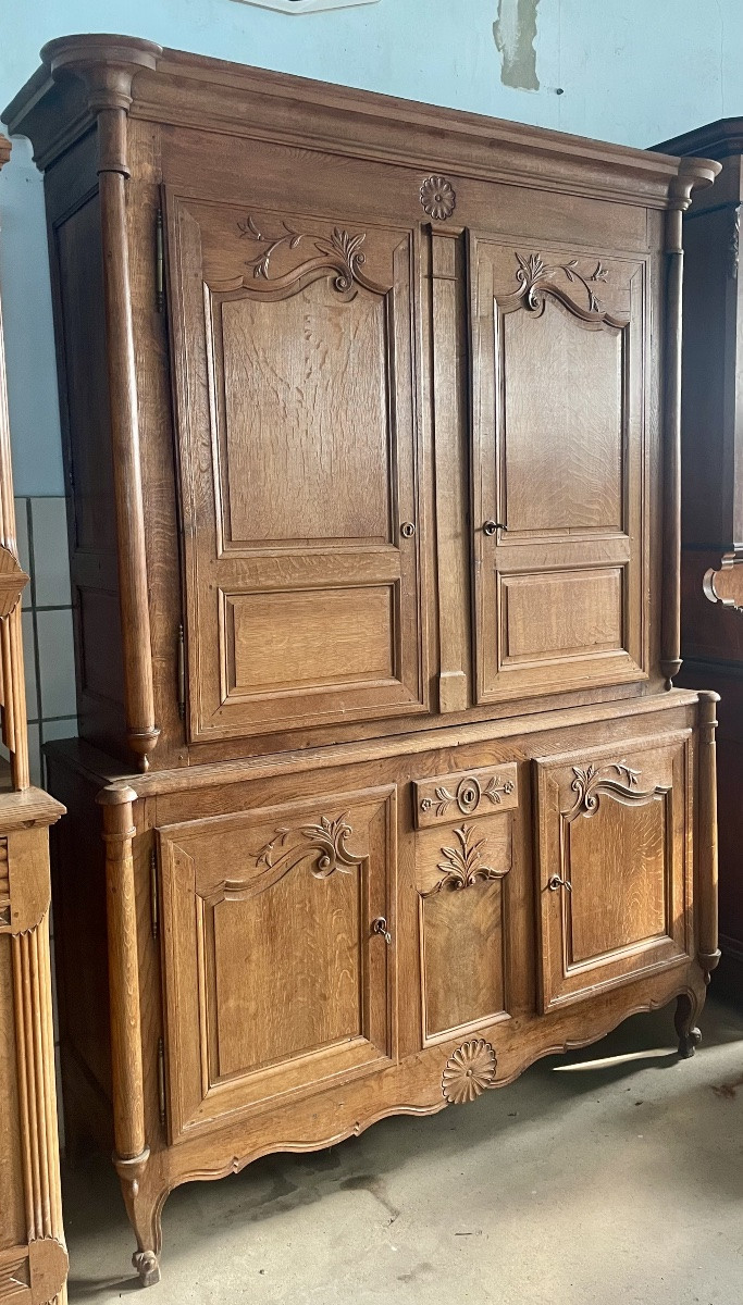 Two-body Louis XV Sideboard In Oak From The 19th Century.-photo-2