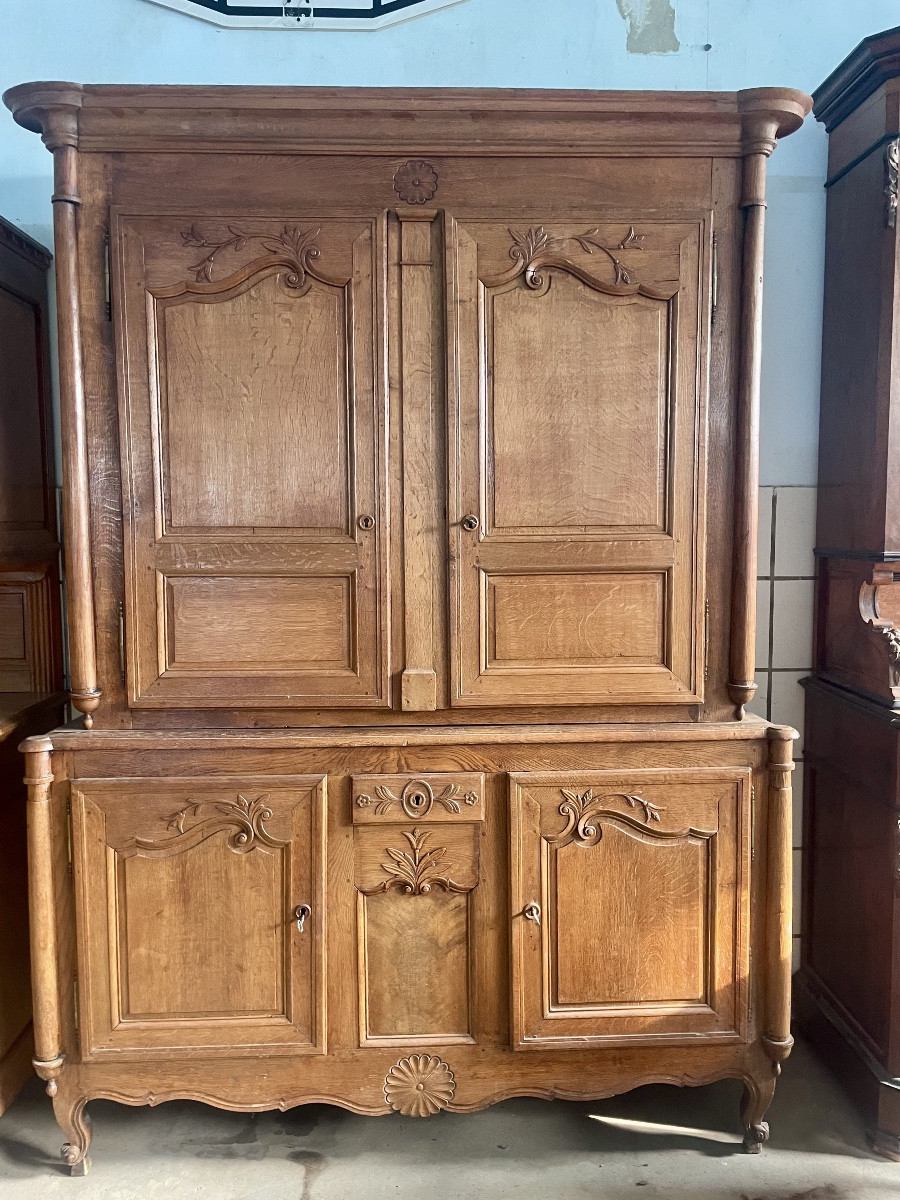 Two-body Louis XV Sideboard In Oak From The 19th Century.