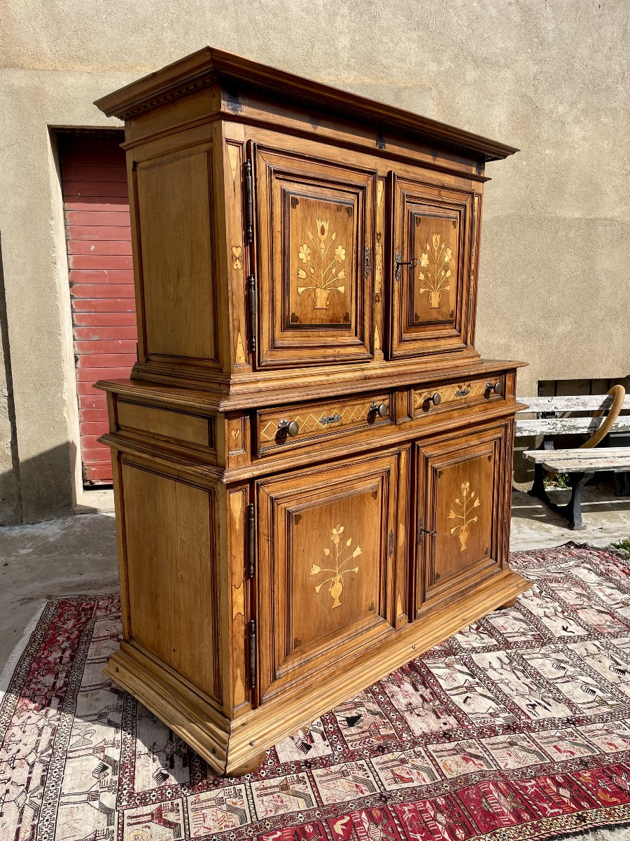 Buffet Cabinet Louis XIII En Noyer Blond D époque XVIIem Siècle.-photo-2