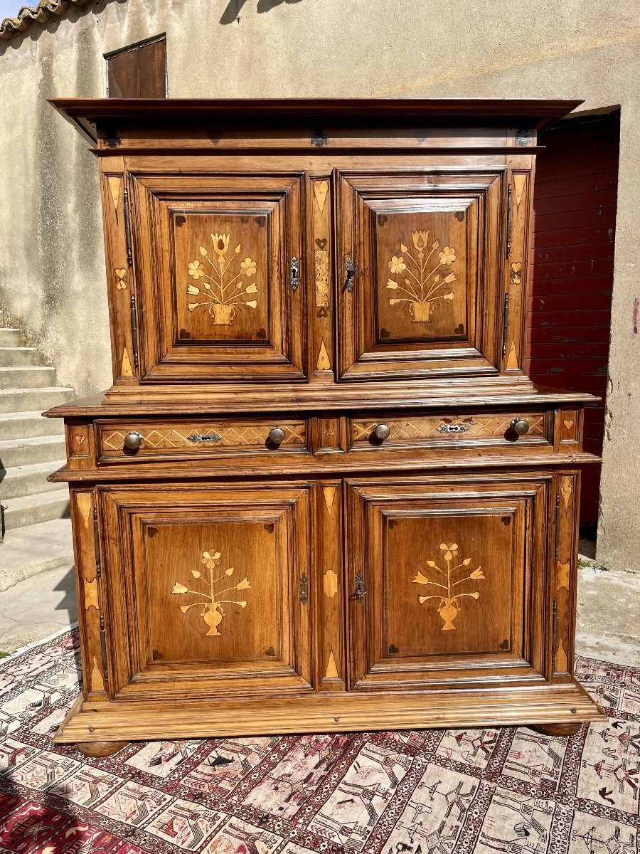 Louis XIII Cabinet Sideboard In Blond Walnut From The 17th Century.-photo-3