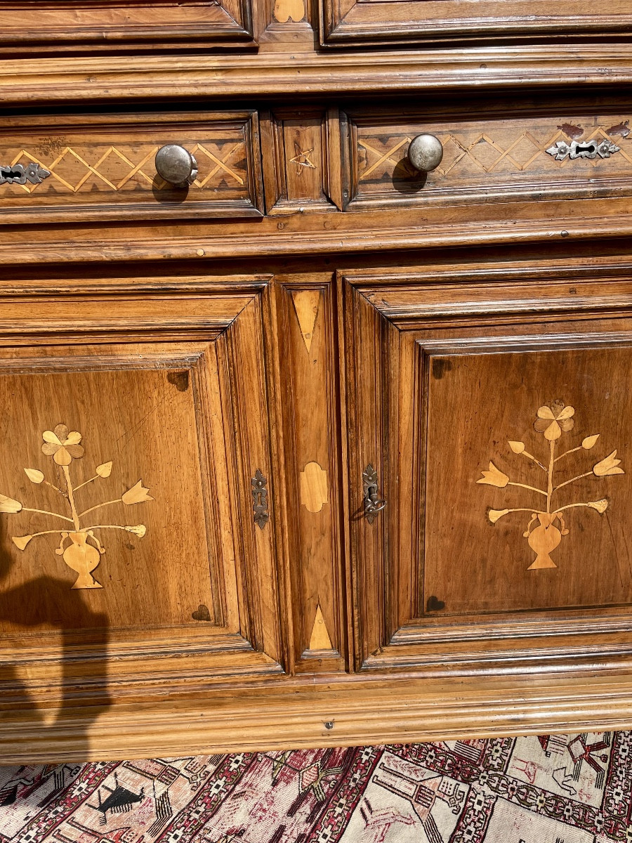 Louis XIII Cabinet Sideboard In Blond Walnut From The 17th Century.-photo-4