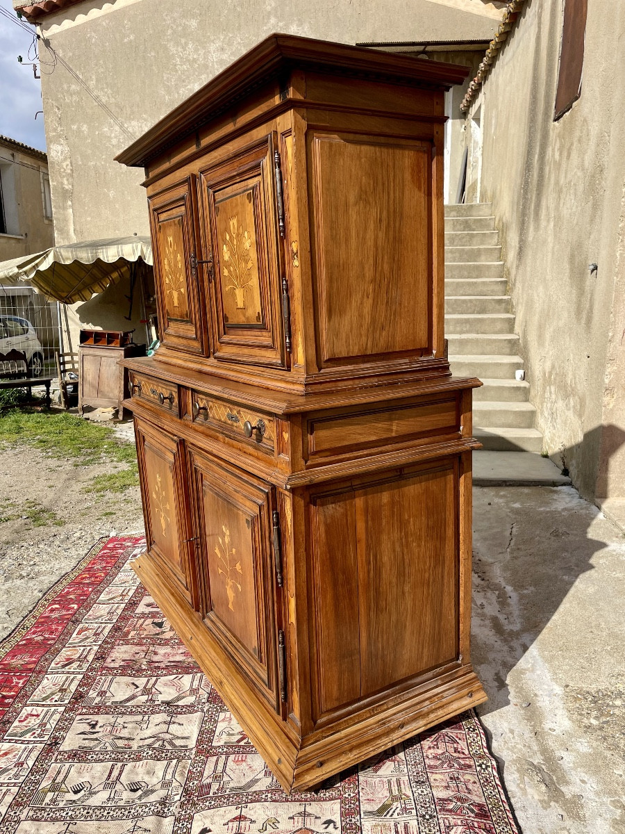 Buffet Cabinet Louis XIII En Noyer Blond D époque XVIIem Siècle.-photo-5