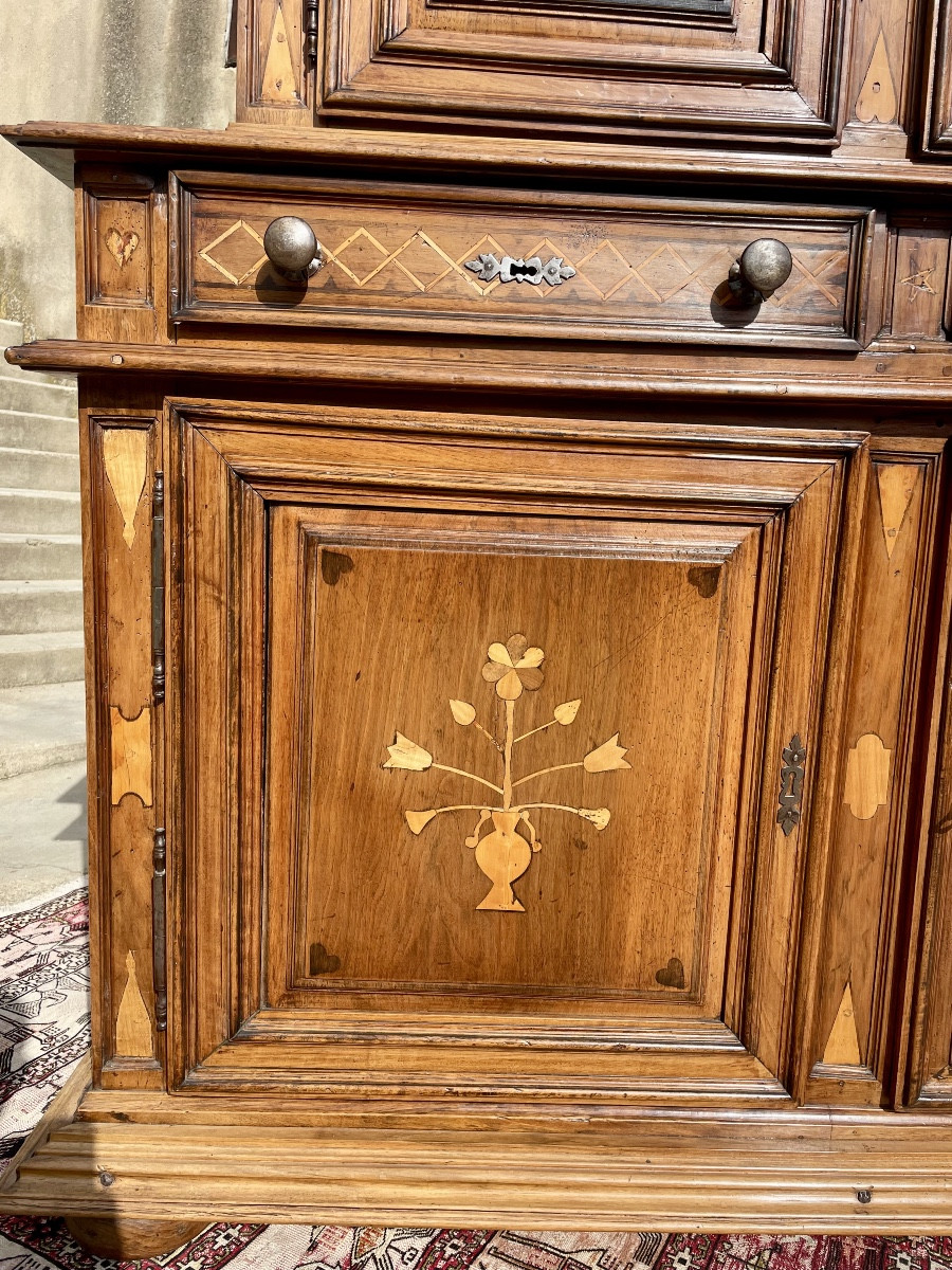 Louis XIII Cabinet Sideboard In Blond Walnut From The 17th Century.-photo-7