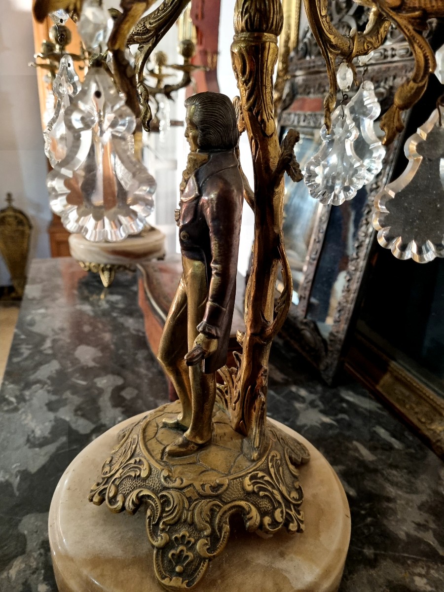 Pair Of Bronze And Marble Candelabras, 1900s-photo-1