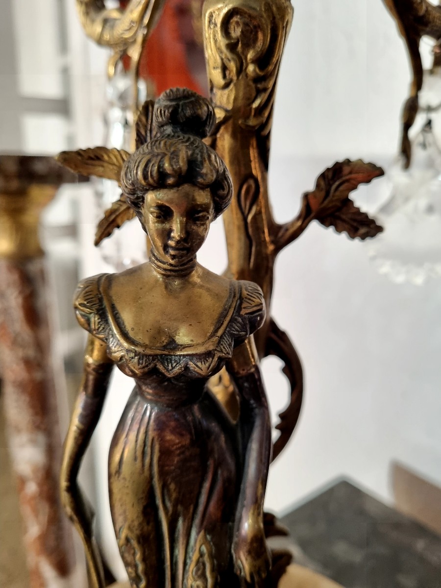 Pair Of Bronze And Marble Candelabras, 1900s-photo-7