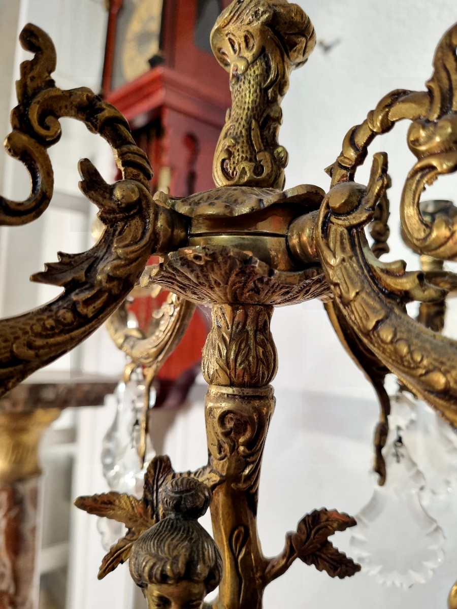 Pair Of Bronze And Marble Candelabras, 1900s-photo-8