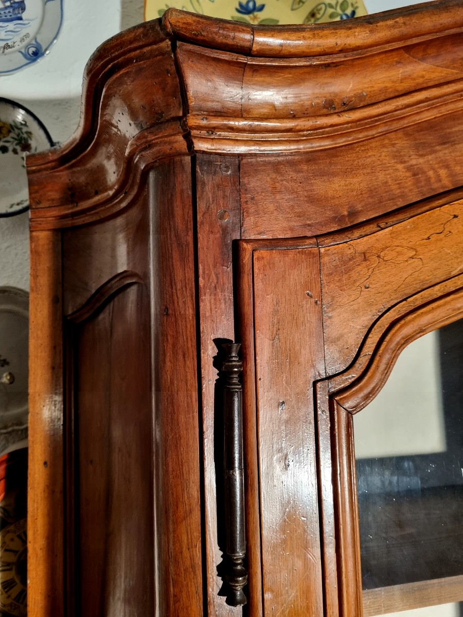 Display Cabinet, Louis XV Bookcase In Walnut, 18th Century-photo-2