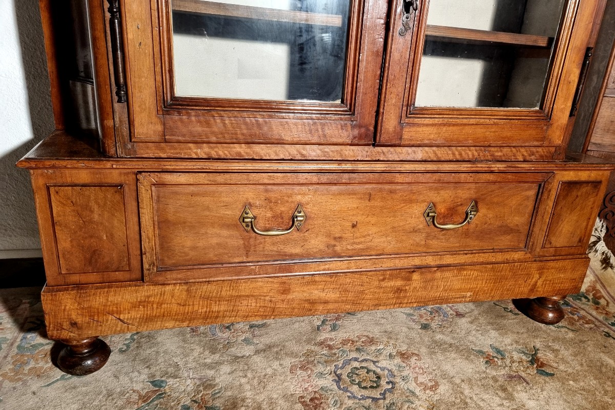 Display Cabinet, Louis XV Bookcase In Walnut, 18th Century-photo-4