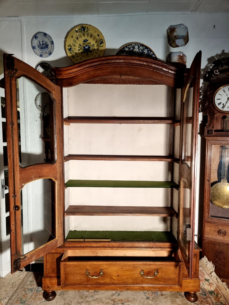 Display Cabinet, Louis XV Bookcase In Walnut, 18th Century-photo-6