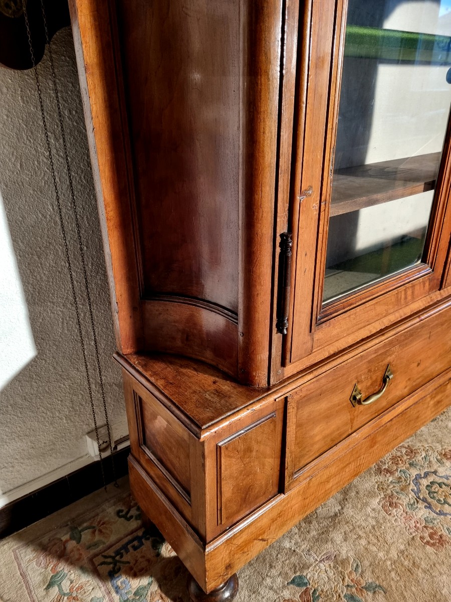 Display Cabinet, Louis XV Bookcase In Walnut, 18th Century-photo-7