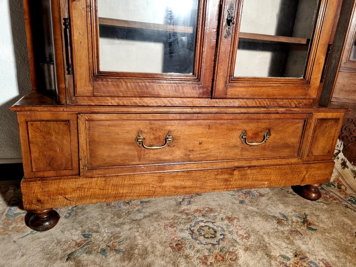 Display Cabinet, Louis XV Bookcase In Walnut, 18th Century-photo-8