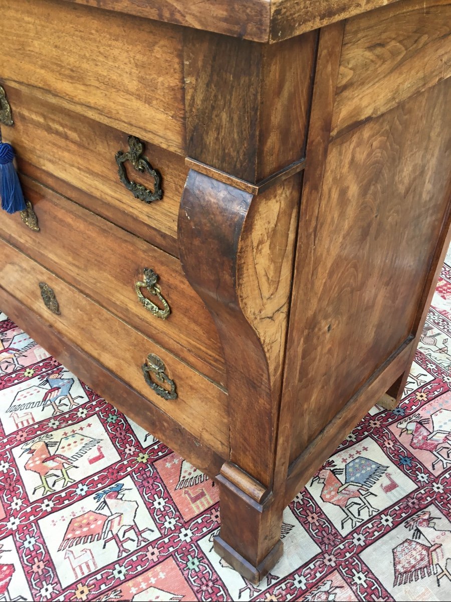 Restoration Commode In Walnut With Crosse 19th Century-photo-4