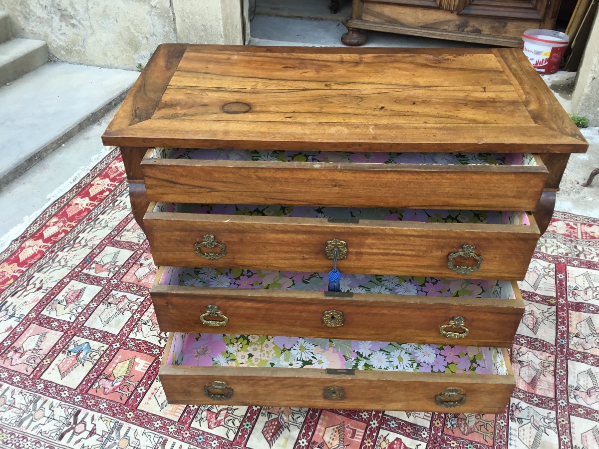 Restoration Commode In Walnut With Crosse 19th Century-photo-1