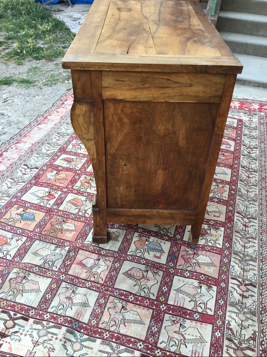 Restoration Commode In Walnut With Crosse 19th Century-photo-3