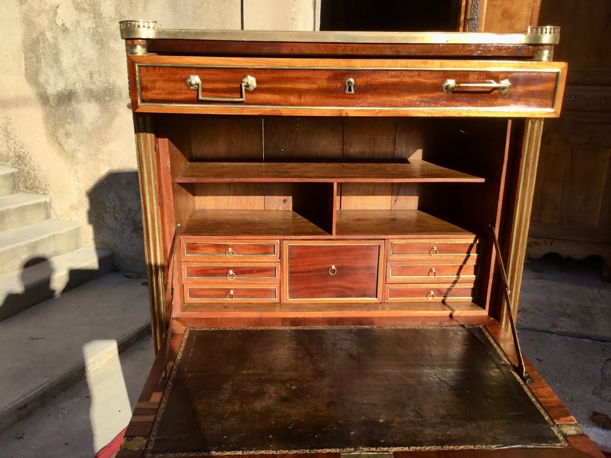 Louis XVI Secretary In Mahogany 18th Time-photo-5