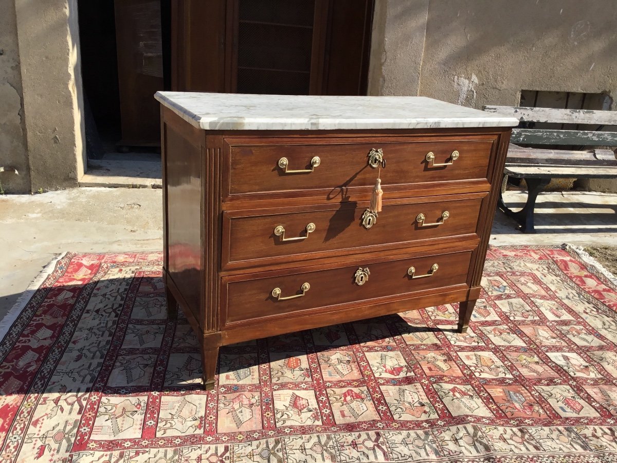 Louis XVI Commode In Mahogany 18th Time-photo-2