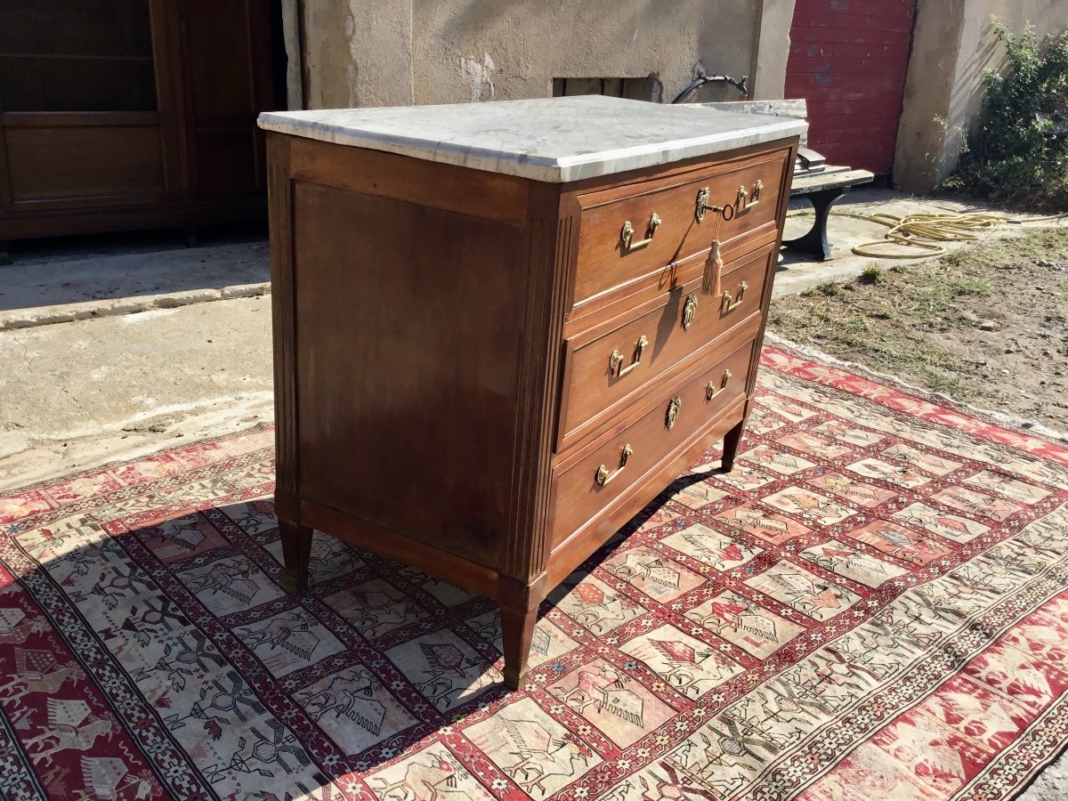 Louis XVI Commode In Mahogany 18th Time-photo-3