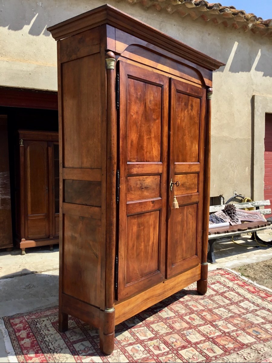 Empire Wardrobe In Solid Walnut 19th Century-photo-4