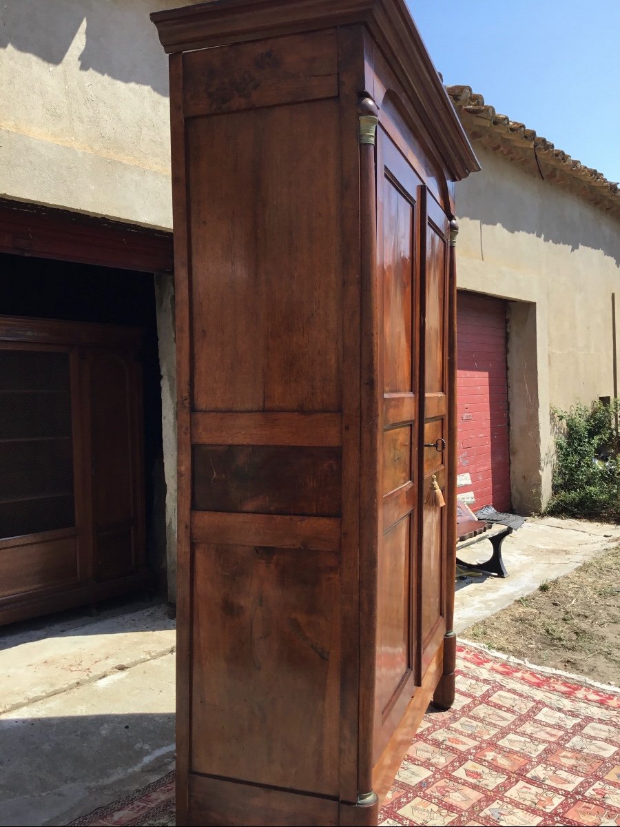 Empire Wardrobe In Solid Walnut 19th Century-photo-4