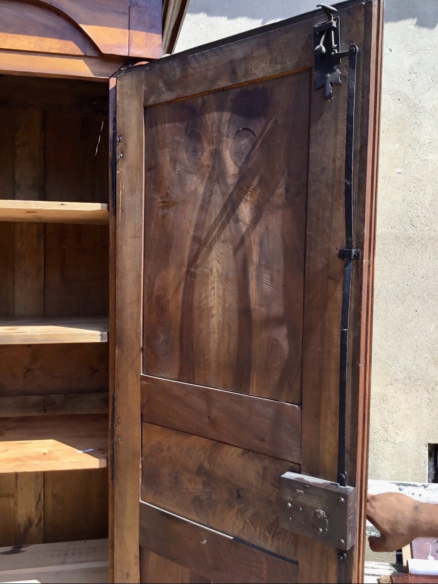 Empire Wardrobe In Solid Walnut 19th Century-photo-8