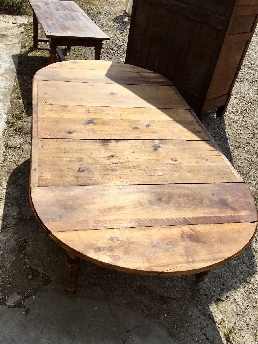 Round Restoration Table In Walnut 8 Feet 19th Century-photo-2