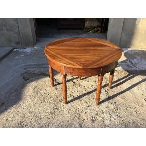 Table, Half Moon. Louis-philippe In Walnut 19th Century