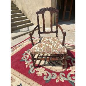 Provençal Armchair In Walnut From The 19th Period.