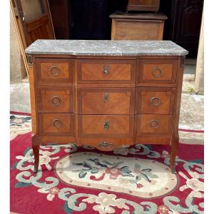 Commode,sauteuse,louis XV,louis XVI, En Marqueterie époque XIXem.