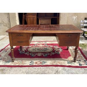 Large Desk,,, Louis Philippe,, In Walnut From The 19th Century 