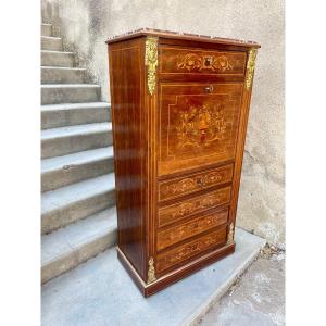 Louis XVI Lady's Secretary, In Mahogany Period Marquetry. 19th Century 