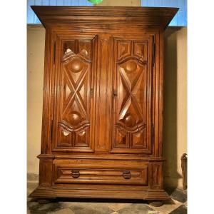 Imposing Wardrobe, Louis XIII, In Walnut, 17th Century 