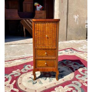 Small Living Room Table, Or Bedside Table, Louis XV Transition In Marquetry Period 18th Century 