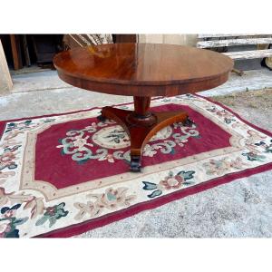 Napoleon III Round Pedestal Table, Mahogany Rosewood From The 19th Century.