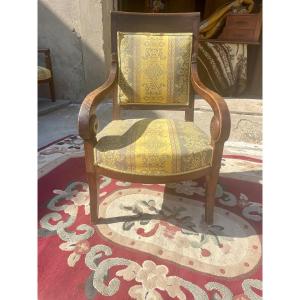 Restoration Armchair With Solid Walnut Stock From The 19th Century.