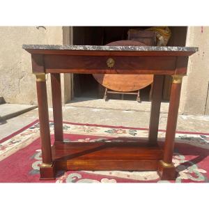 19th Century Empire Mahogany Console With Detached Columns 