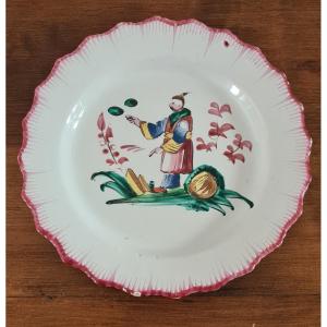 Plate With Chinese Decoration From Lunéville, 19th Century