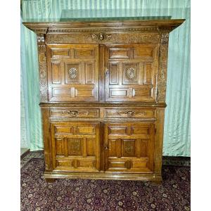 Buffet, Four Doors In Oak, Louis XIII Period, 18th Century.